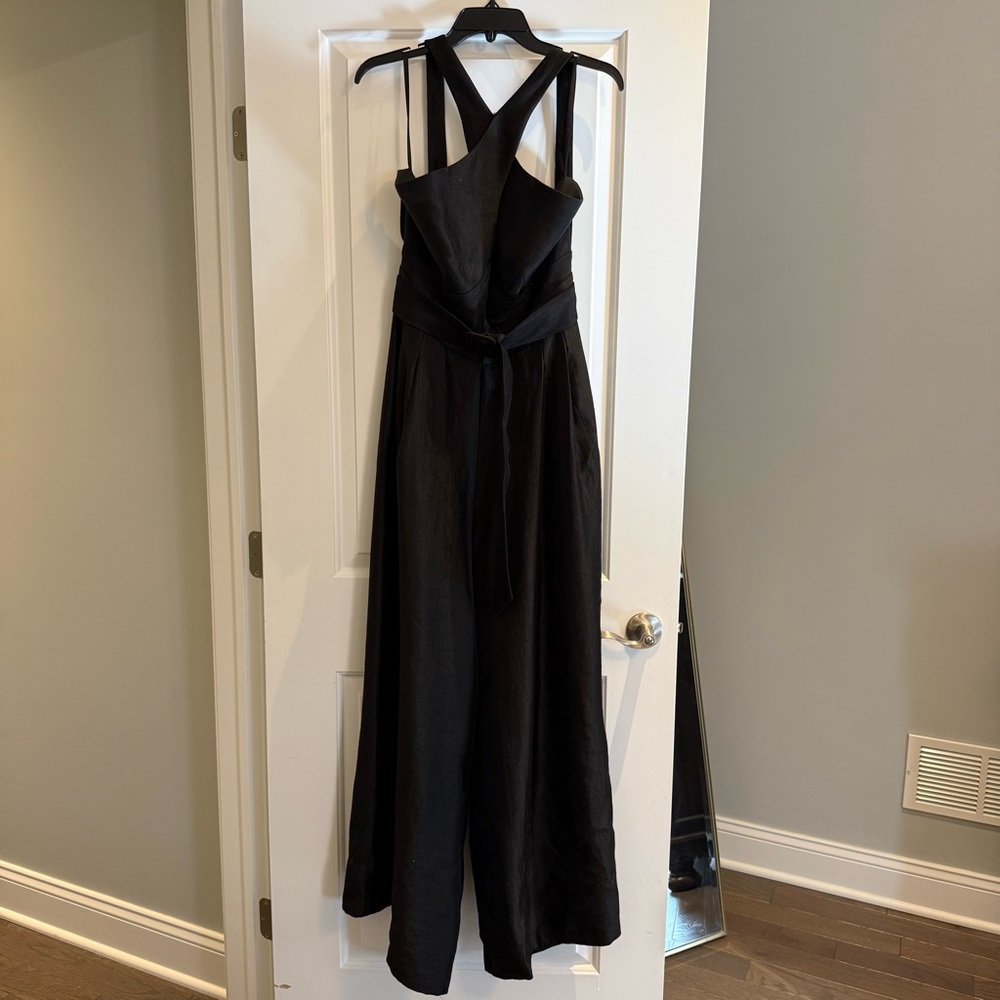 White House Black Market belted halted wide-leg jumpsuit - Picture 3 of 4